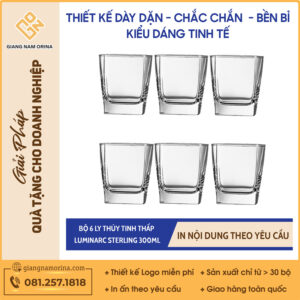 Bộ 6 Ly Thủy Tinh Thấp LUMINARC STERLING 300ML