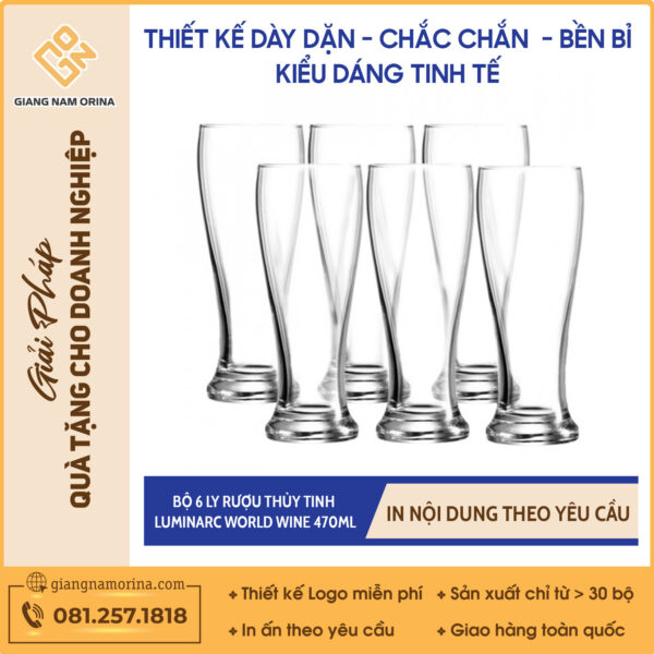 Bộ 6 ly bia thủy tinh Luminarc Brasserie 285ML
