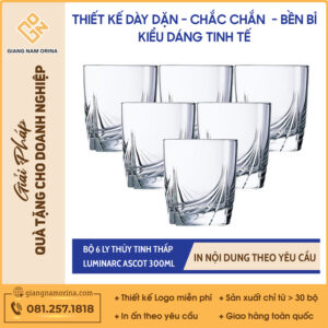Bộ 6 ly thủy tinh thấp Luminarc Ascot 300ml