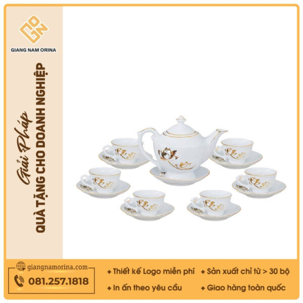 Bộ ấm trà Đèn thần sen vàng kẻ chỉ vàng – Mẫu 01 Bộ ấm trà Đèn thần sen vàng kẻ chỉ vàng – Mẫu 01