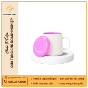 Ly hiện đại quai C có nắp lòng màu