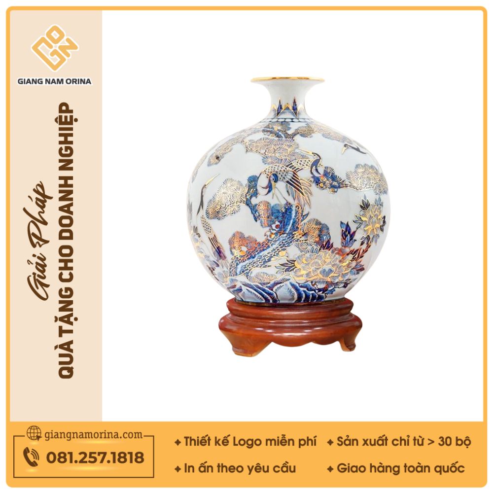 Quả hút lộc Hạc phú quý vẽ vàng H30 1 Quả hút lộc Hạc phú quý vẽ vàng H30