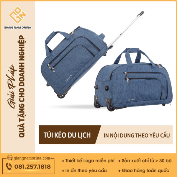 Vali Du Lịch Kéo Và Cầm Tay Màu Xám