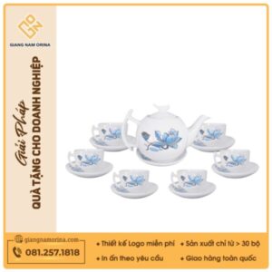 Bộ ấm trà Bưởi cành sen xanh