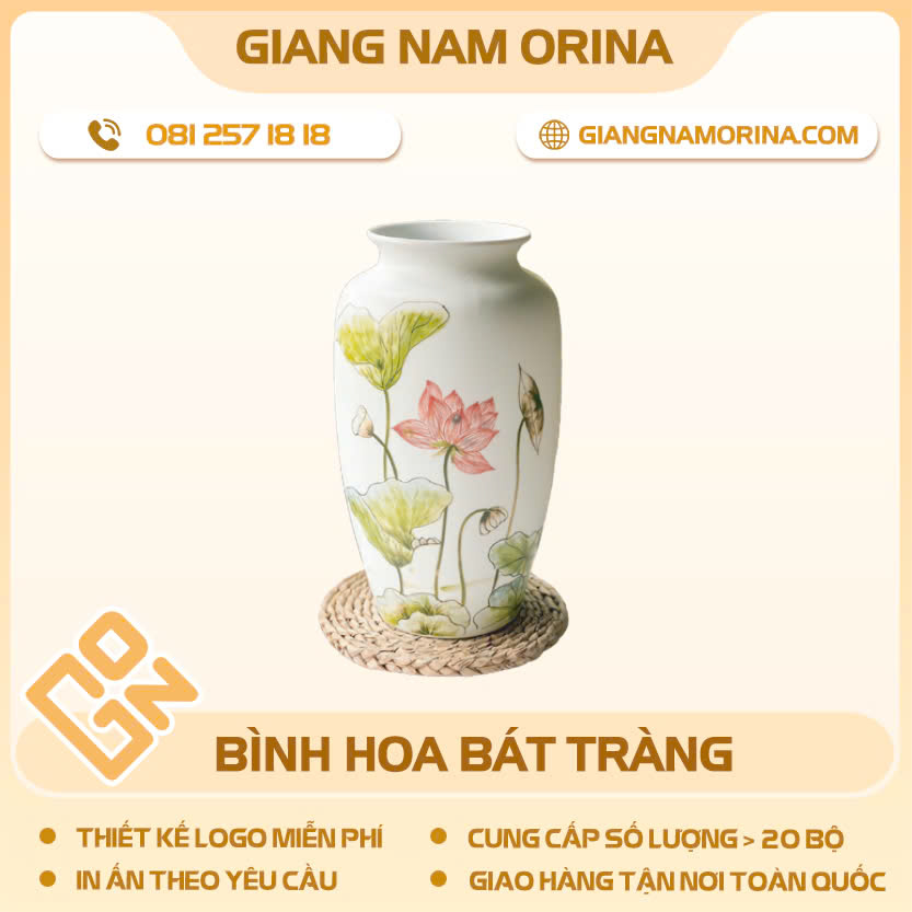 Lọ hoa họa tiết hoa sen Lọ hoa họa tiết hoa sen