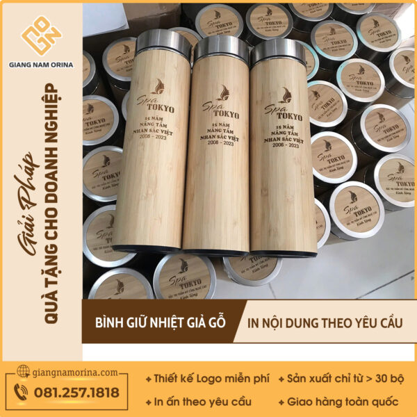 Bình Giữ Nhiệt Giả Gỗ