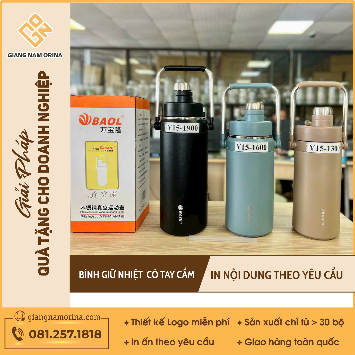 Bình Giữ Nhiệt Inox BAOL Y15 1 Bình Giữ Nhiệt Inox BAOL Y15