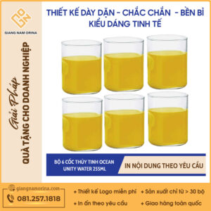 Bộ 6 Cốc Thủy Tinh Ocean Unity Water 255ml