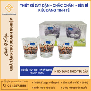 Bộ Cốc Thủy Tinh Trà Đá Ocean Hoa Tím 340ml