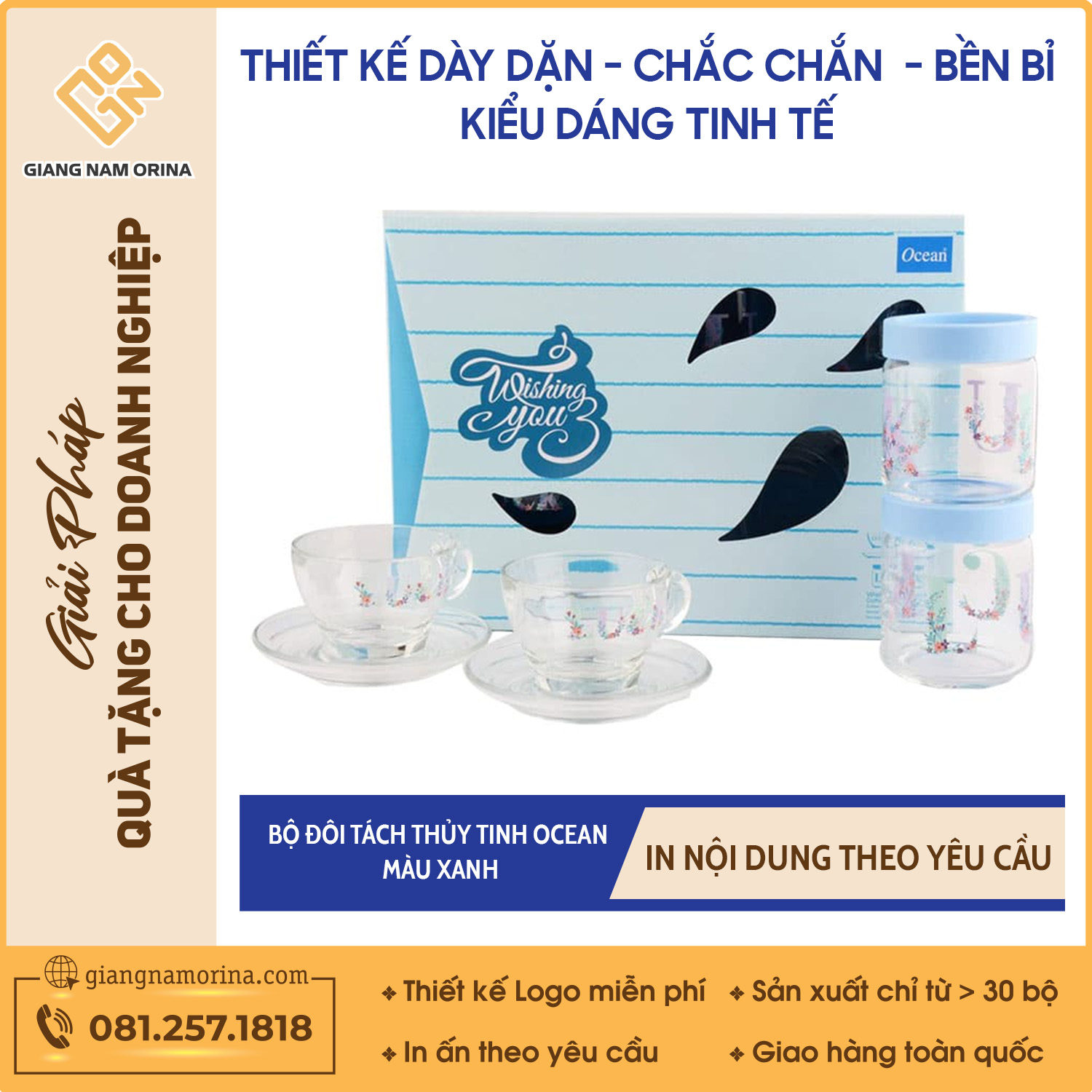 Bộ Đôi Tách Thủy Tinh Ocean Màu Xanh 1 Bộ Đôi Tách Thủy Tinh Ocean Màu Xanh