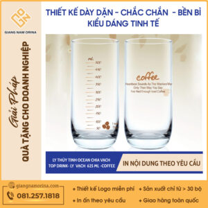 Ly Thủy Tinh Ocean Chia Vạch TOP DRINK- Ly vạch 625 ml -COFFEE