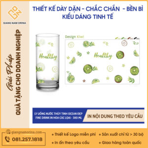 Ly uống nước thủy tinh Ocean đẹp Fine DRINK in hoa các lọai - 380 ml