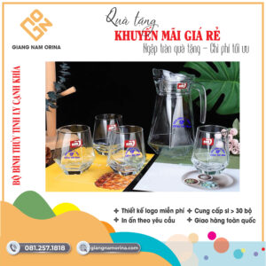 BỘ BÌNH THỦY TINH LY CẠNH KHÍA