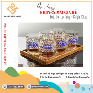 Bộ 6 cốc ly thuỷ tinh hoạ tiết kim cương