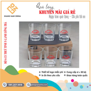 Bộ 6 ly thuỷ tinh 5 cạnh uống trà