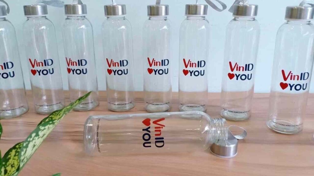 Bình thủy tinh in logo