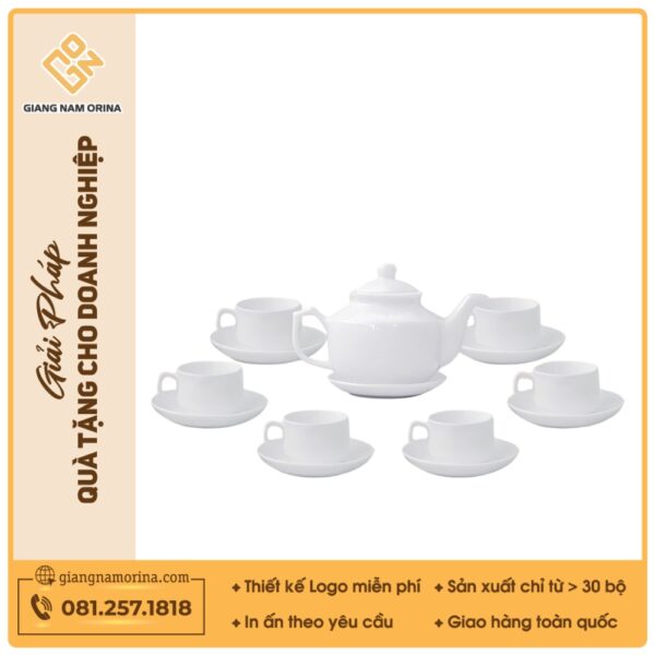 Bộ ấm trà sứ trắng