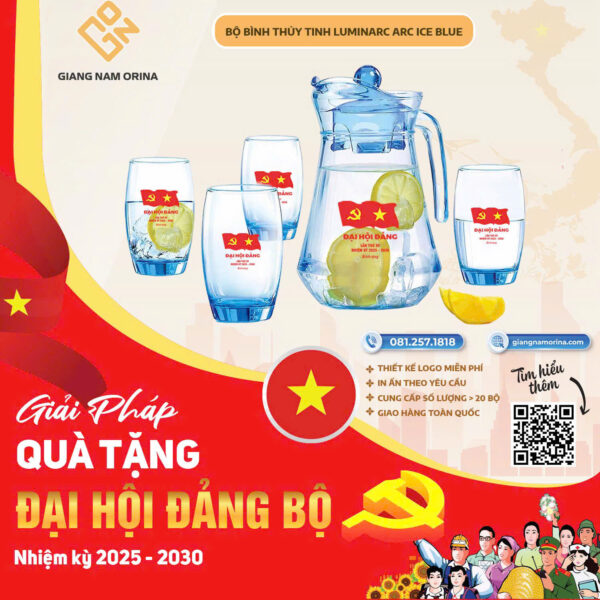 bộ bình thủy tinh quà tặng đại hội