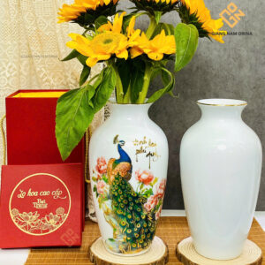 Lọ hoa Bát Tràng vẽ chim công vinh hoa phú quý 5 Lo hoa Bat Trang ve chim cong vinh hoa phu quy 2
