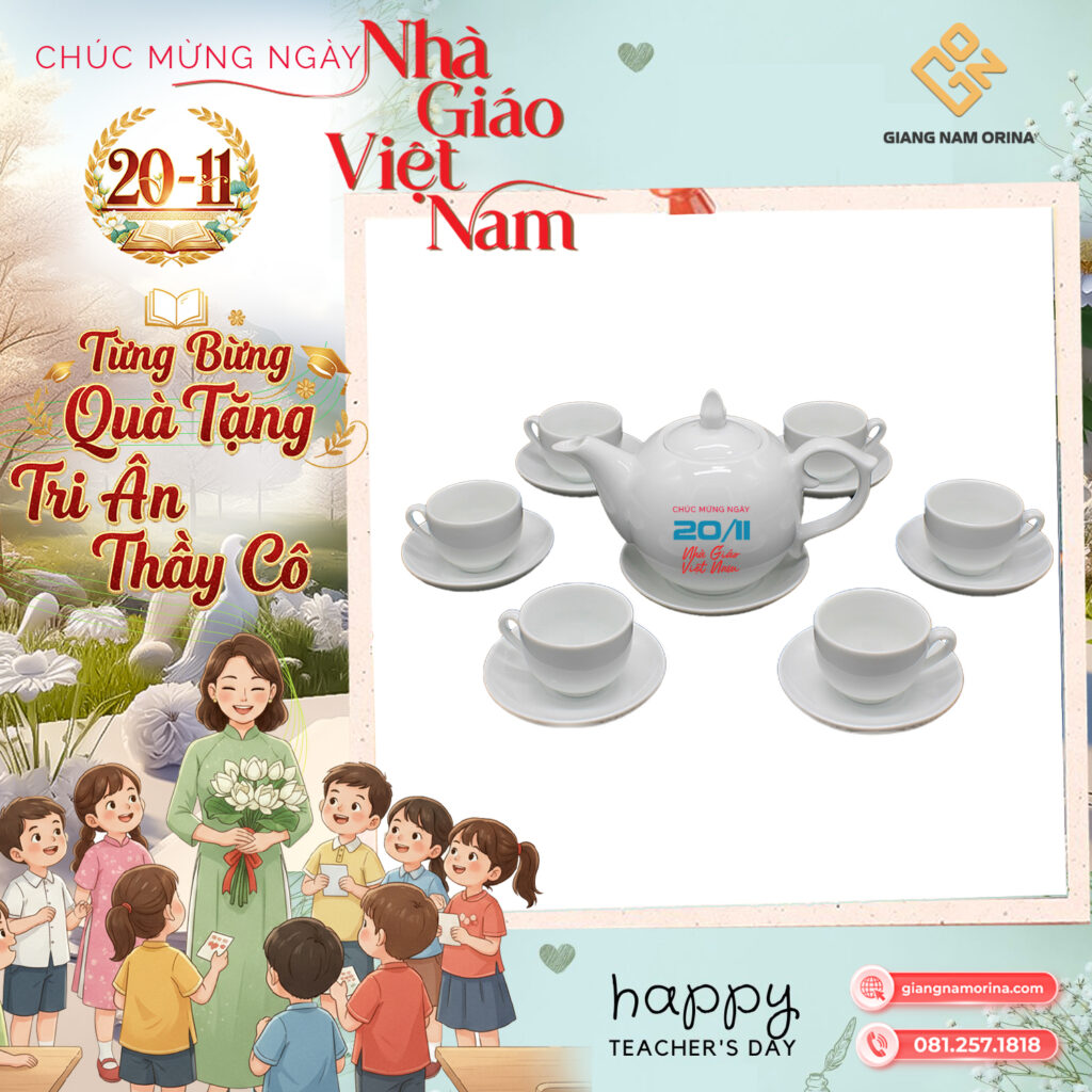 Bộ ấm trà in logo