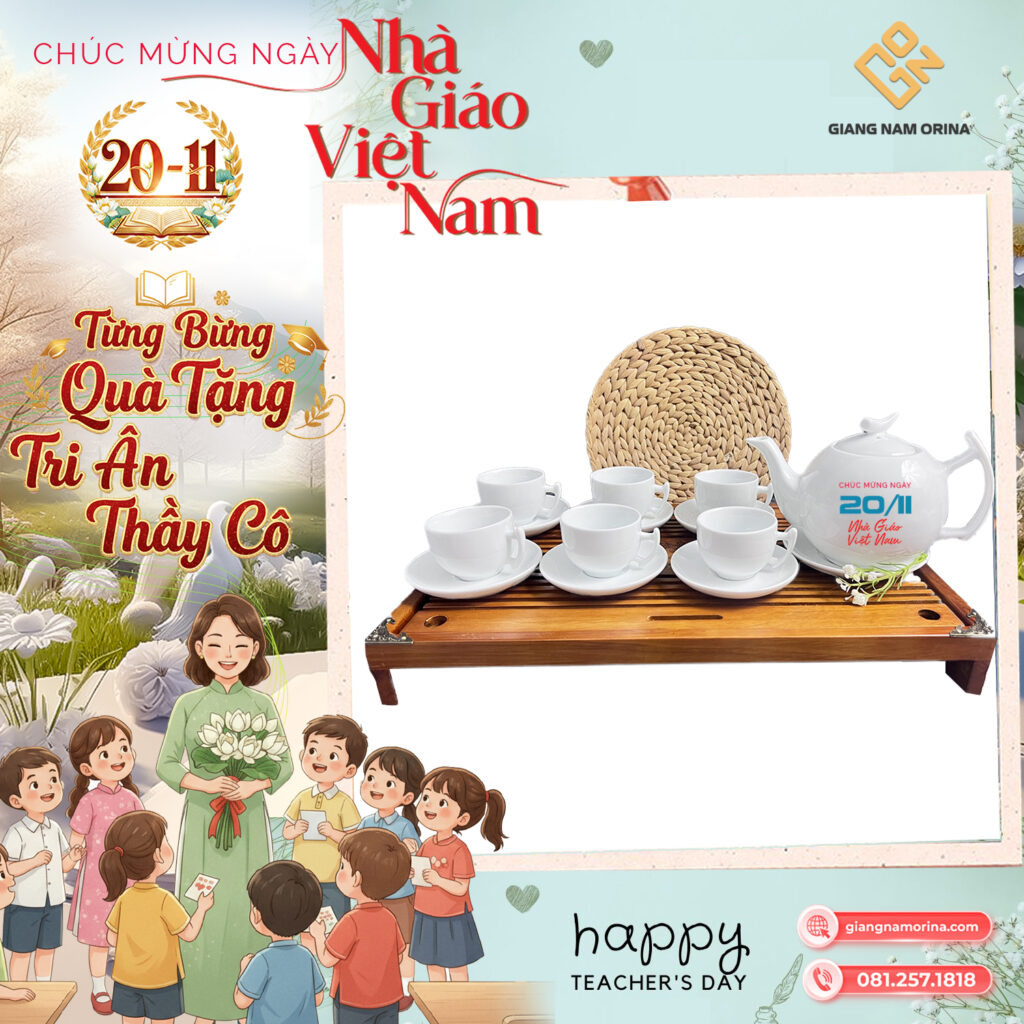 Bộ ấm trà in logo