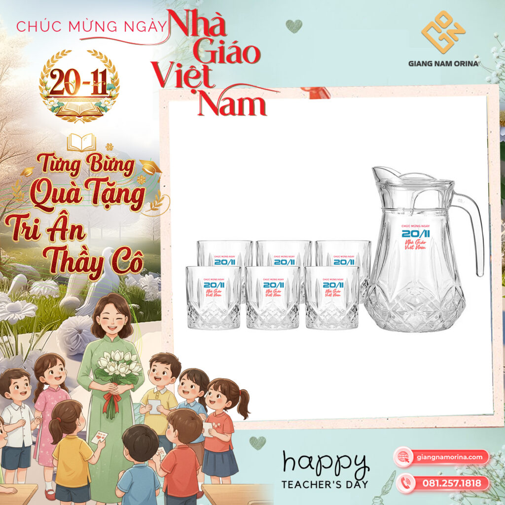 Bộ ly thủy tinh in logo