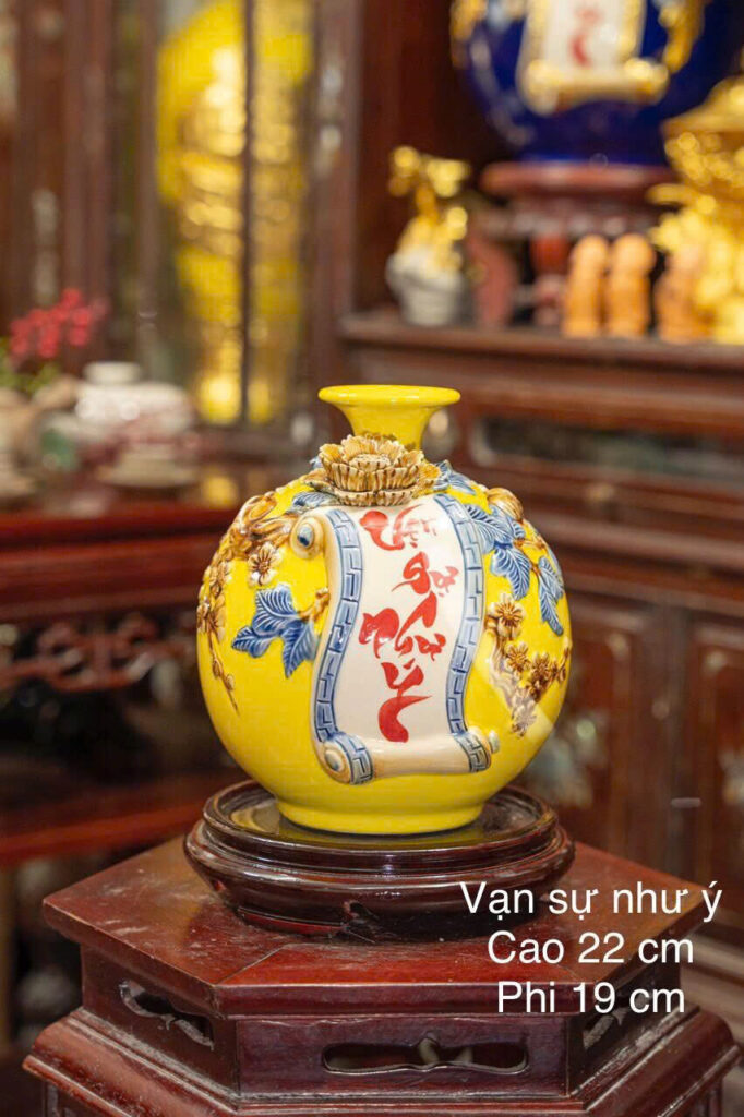 Bình hút tài lộc Vạn Sự Như Ý đắp nổi