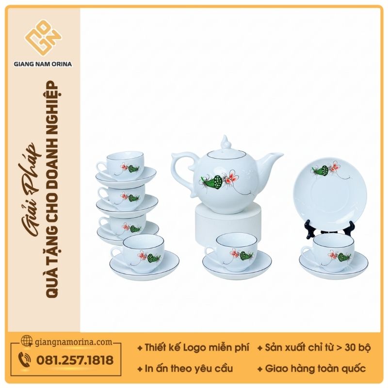 Bộ ấm trà chuồn chuồn ớt vẽ tay 1 Bộ ấm trà chuồn chuồn ớt vẽ tay