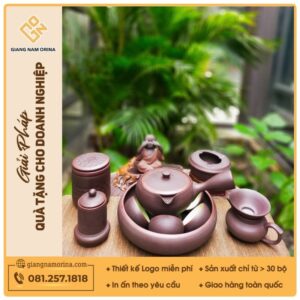 Bộ ấm trà tử sa quai ngang