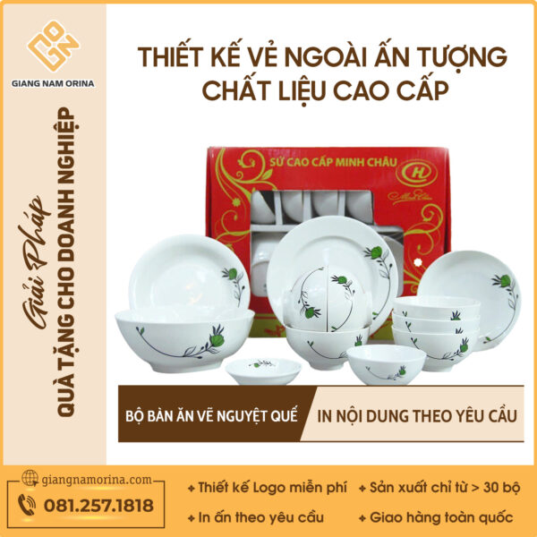 Bộ bàn ăn vẽ nguyệt quế