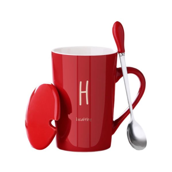 Ly sứ có nắp và muỗng đi kèm