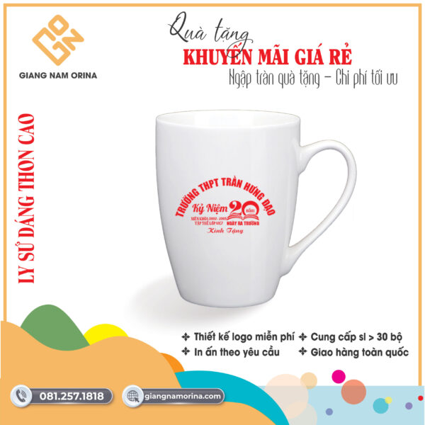 Ly sứ trắng trơn sang trọng