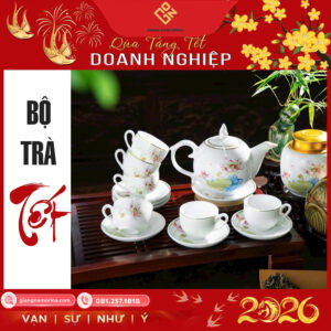 Bộ Ấm Trà Vẽ Hoa Sen
