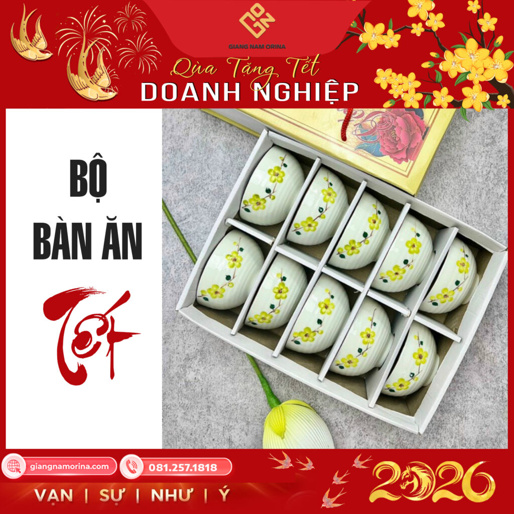 Bộ bát cơm vẽ hoa mai vàng