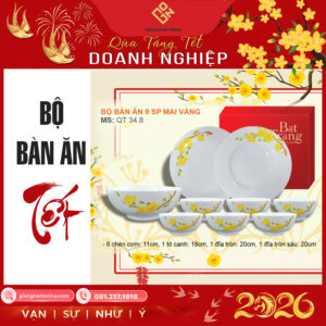 Bộ bàn ăn 9 sản phẩm mai vàng