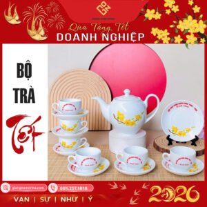 Bộ ấm chén sứ vẽ hoa mai vàng