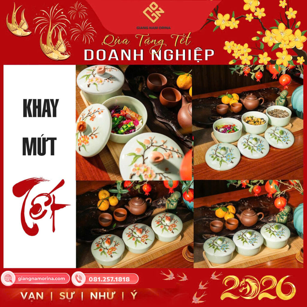 Khay mứt gốm sứ Bát Tràng