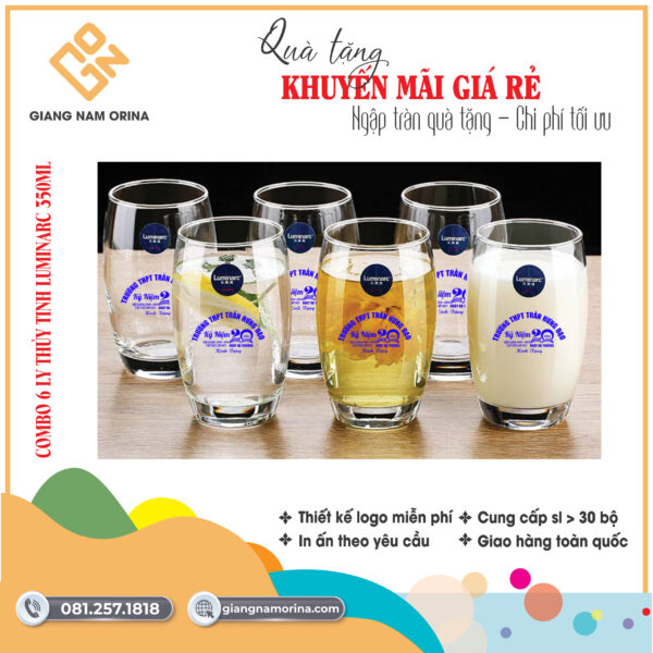 Ly thủy tinh in logo