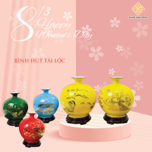 Bình hút tài lộc vẽ vàng quà tặng