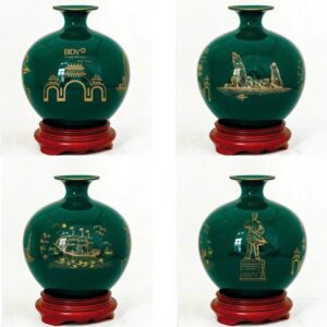 Bình hút lộc men xanh vẽ cảnh in logo