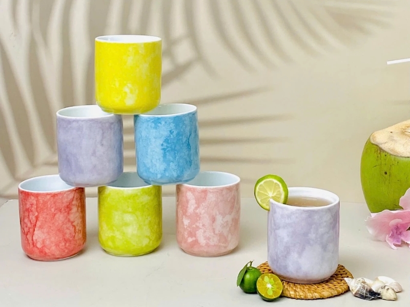 Ly tách gốm Bát Tràng thanh lịch, phù hợp gia đình và văn phòng