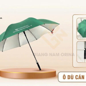 Ô dù cầm tay cán thẳng xanh lá in logo